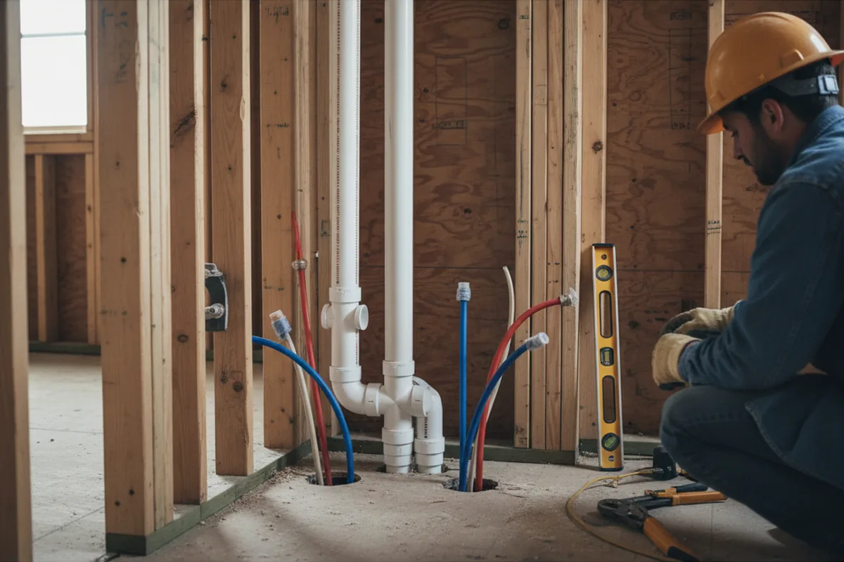 Drain and supply rough-in during Sump Pump Repair in Neelyton