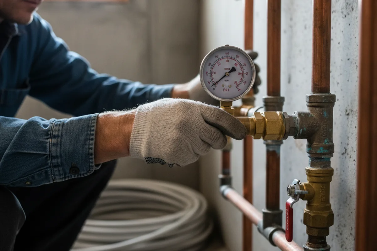Pressure testing a repaired line during Water Line Repair in Neelyton